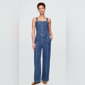 Gap 70s Retro Casual Indigo Wash Denim Jean Jumpsuit EUC SIZE 10 wide leg crop